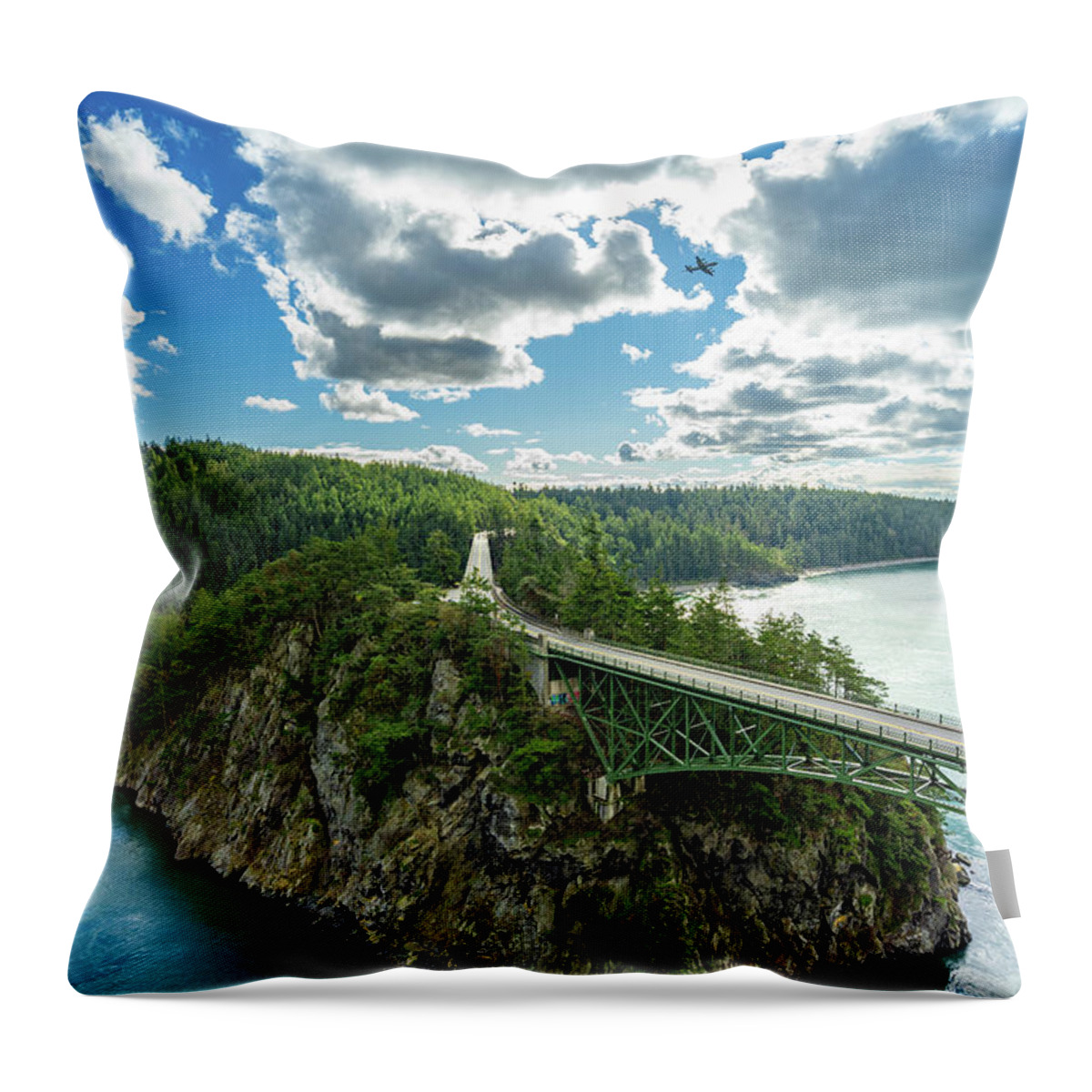 Bridge Throw Pillow featuring the photograph Bridges with Navy P3 by Gary Skiff
