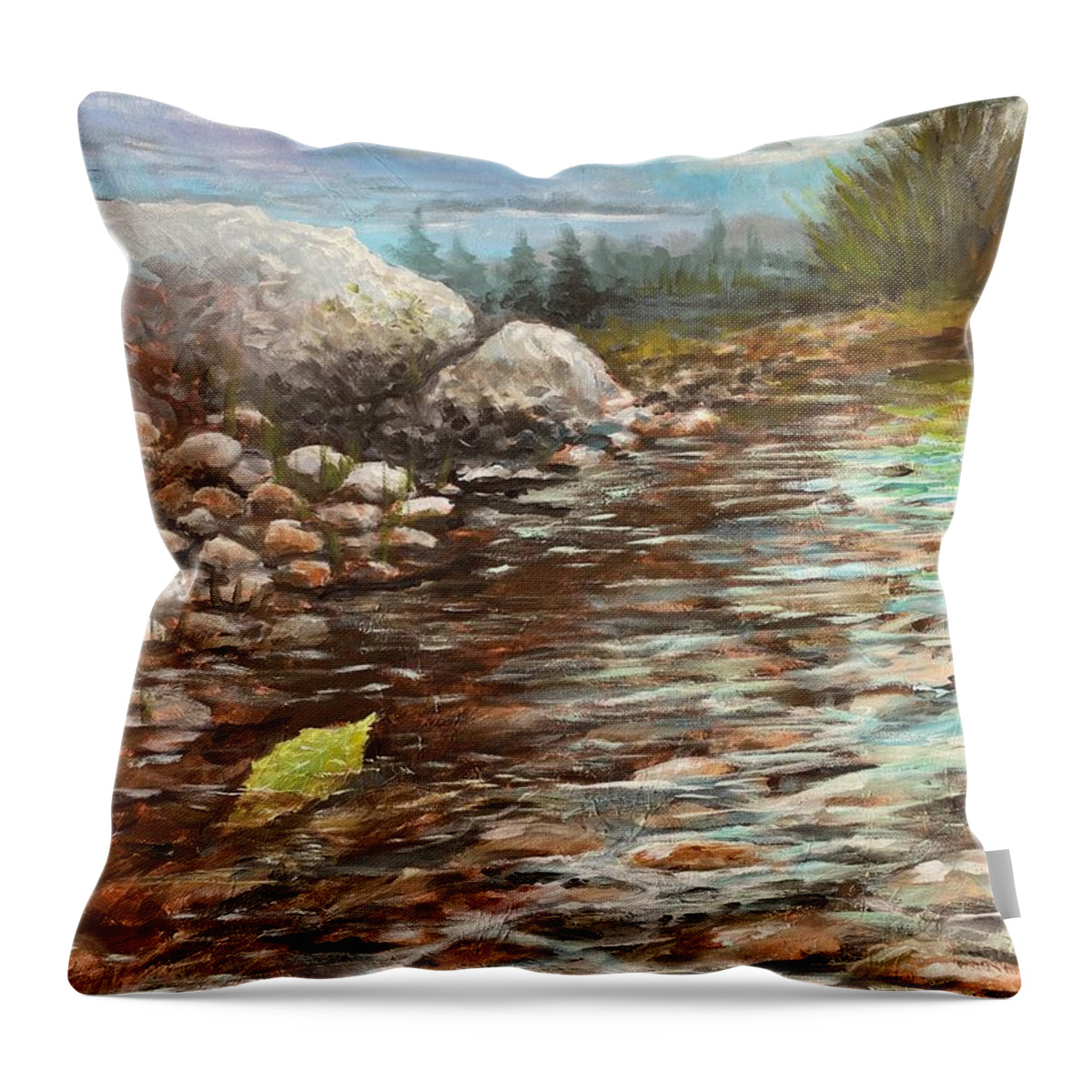 Creek Throw Pillow featuring the painting Bridgewater Creek by Larry Whitler