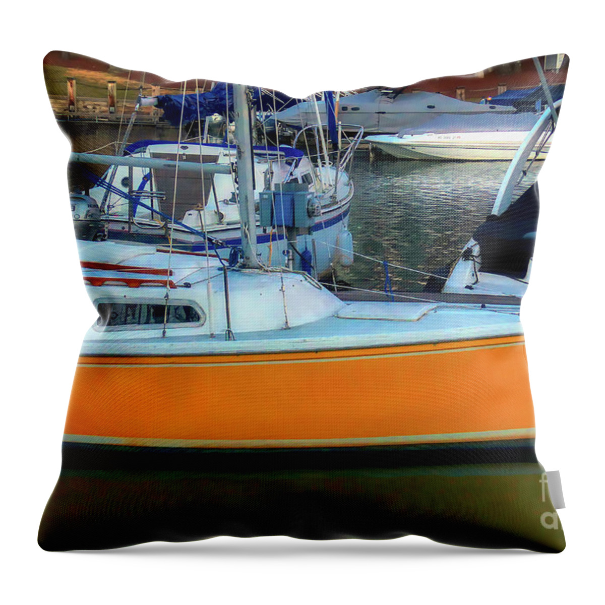 Lake Throw Pillow featuring the photograph Bright Morning Marina Sunrise by Amy Dundon