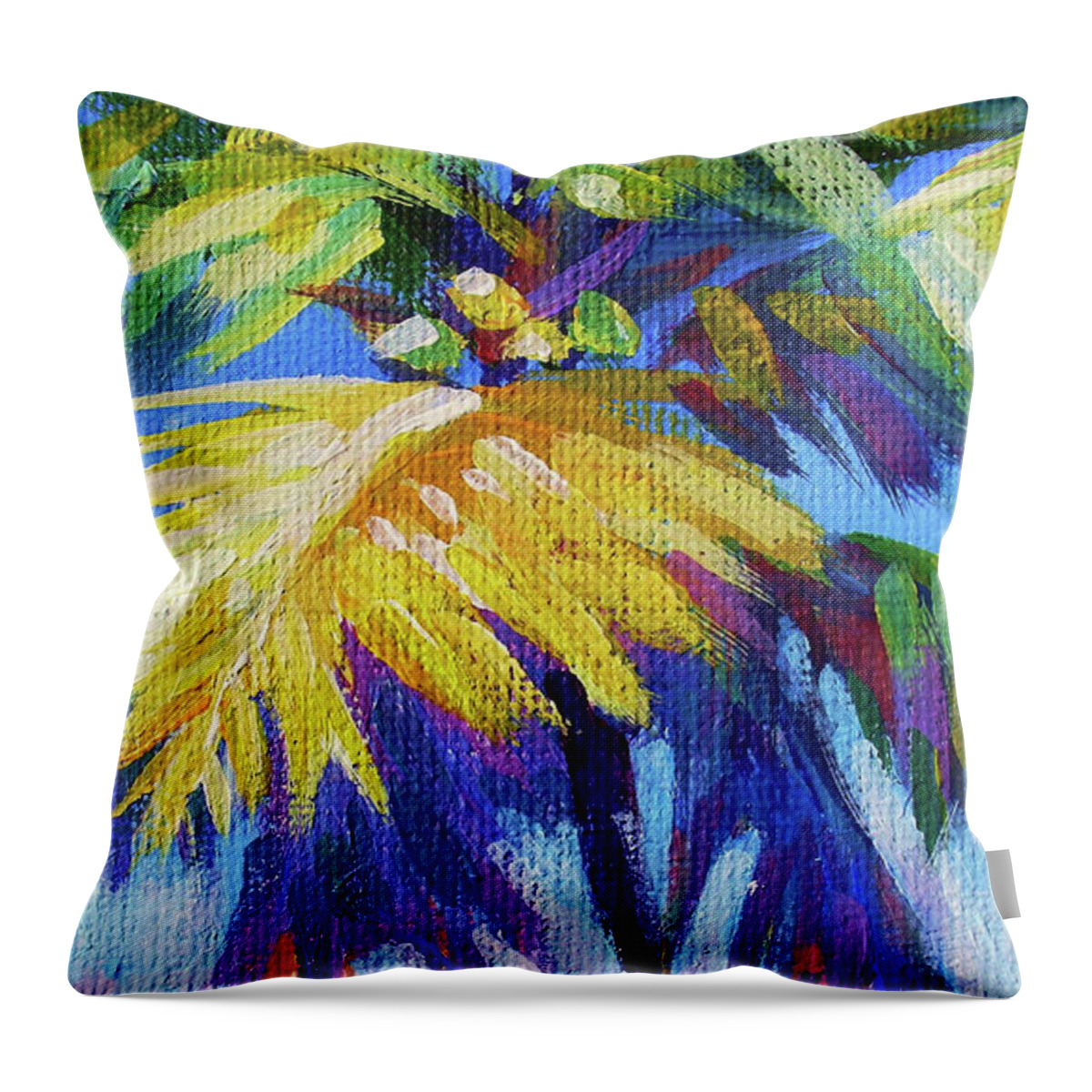 Bright. Palm Throw Pillow featuring the painting Bright Palm 16x9 by John Clark