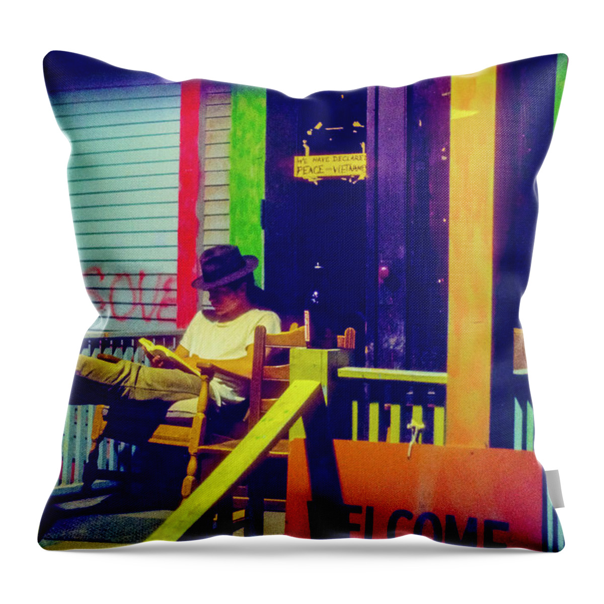 Porch Throw Pillow featuring the photograph Bright porch by Geoff Jewett