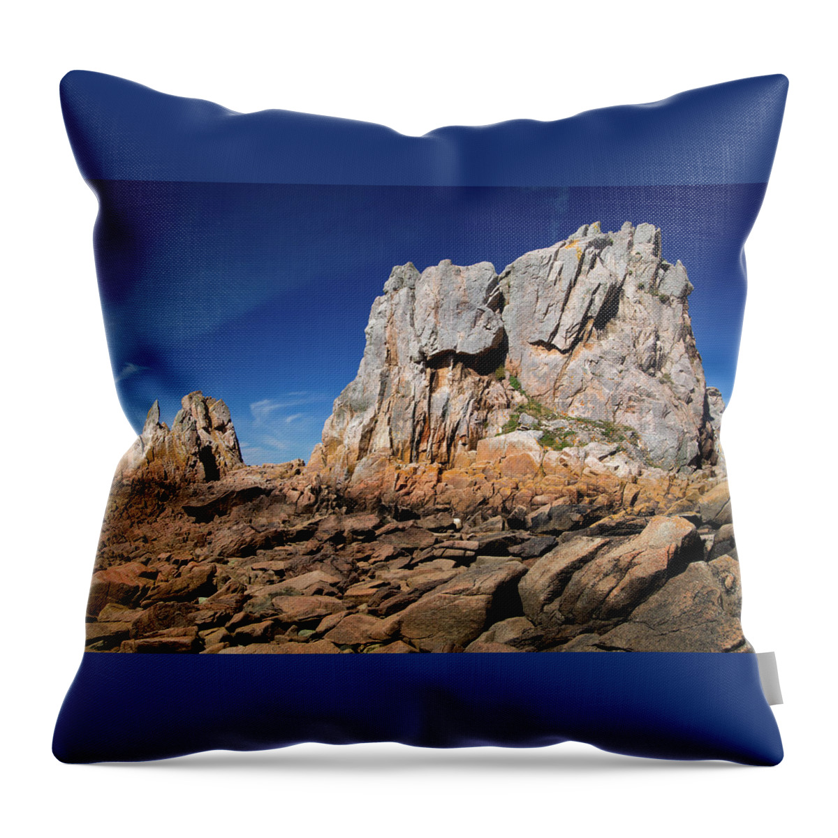 Brittany Throw Pillow featuring the photograph Brittany - Plougrescant and the Pink granite coast by Olivier Parent