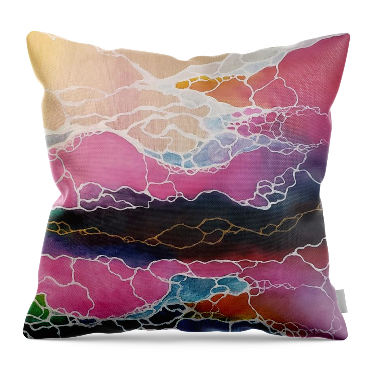 Abstract Throw Pillow featuring the painting Broken Harmony by Stephanie Hollingsworth