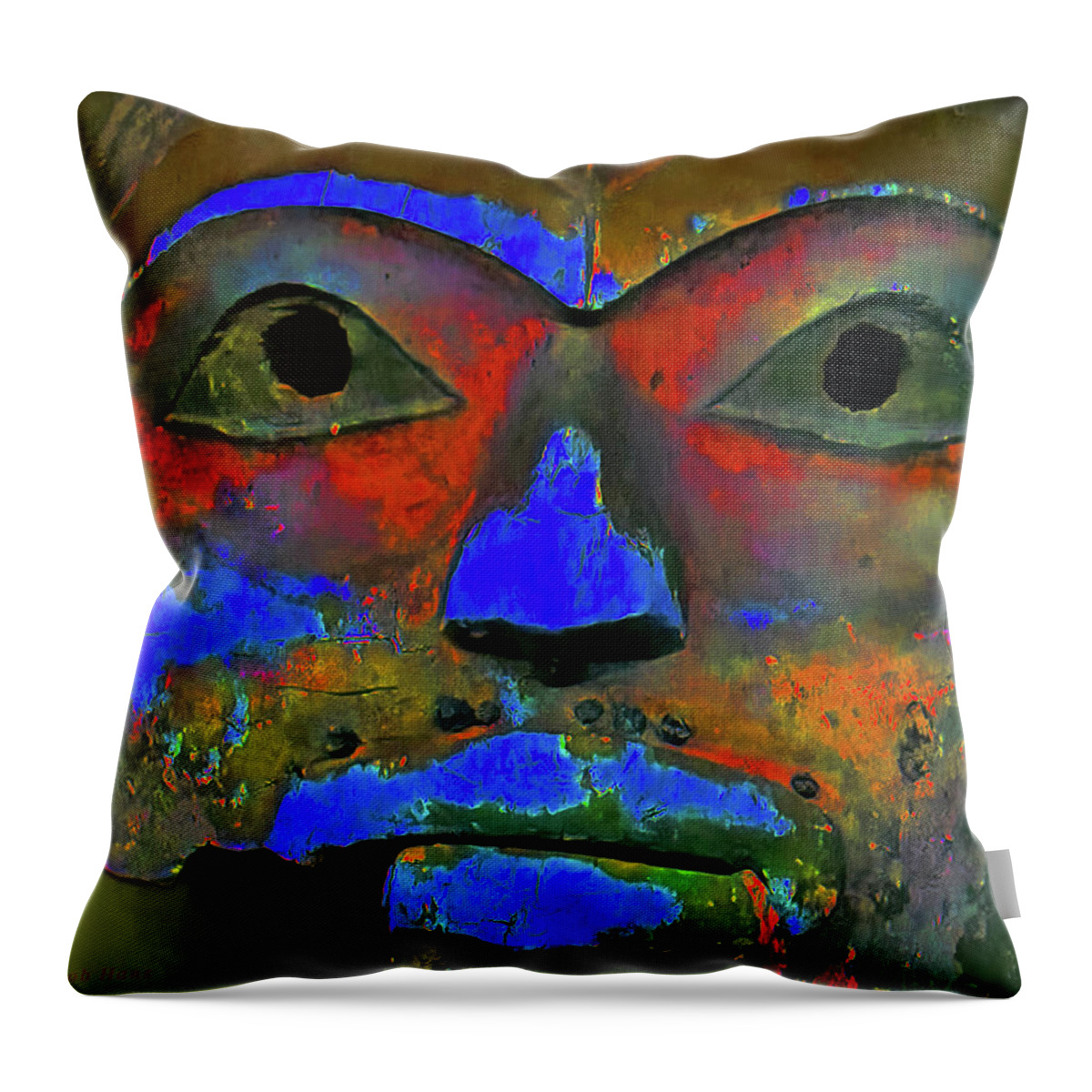 Close-up Throw Pillow featuring the photograph Broken Mask In Bronze by Rob Hans
