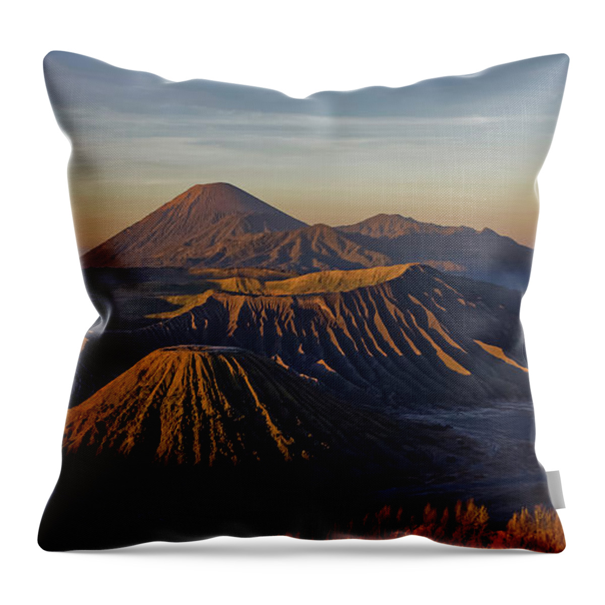 Volcano Throw Pillow featuring the photograph Bromo National Park by Jerome Labouyrie