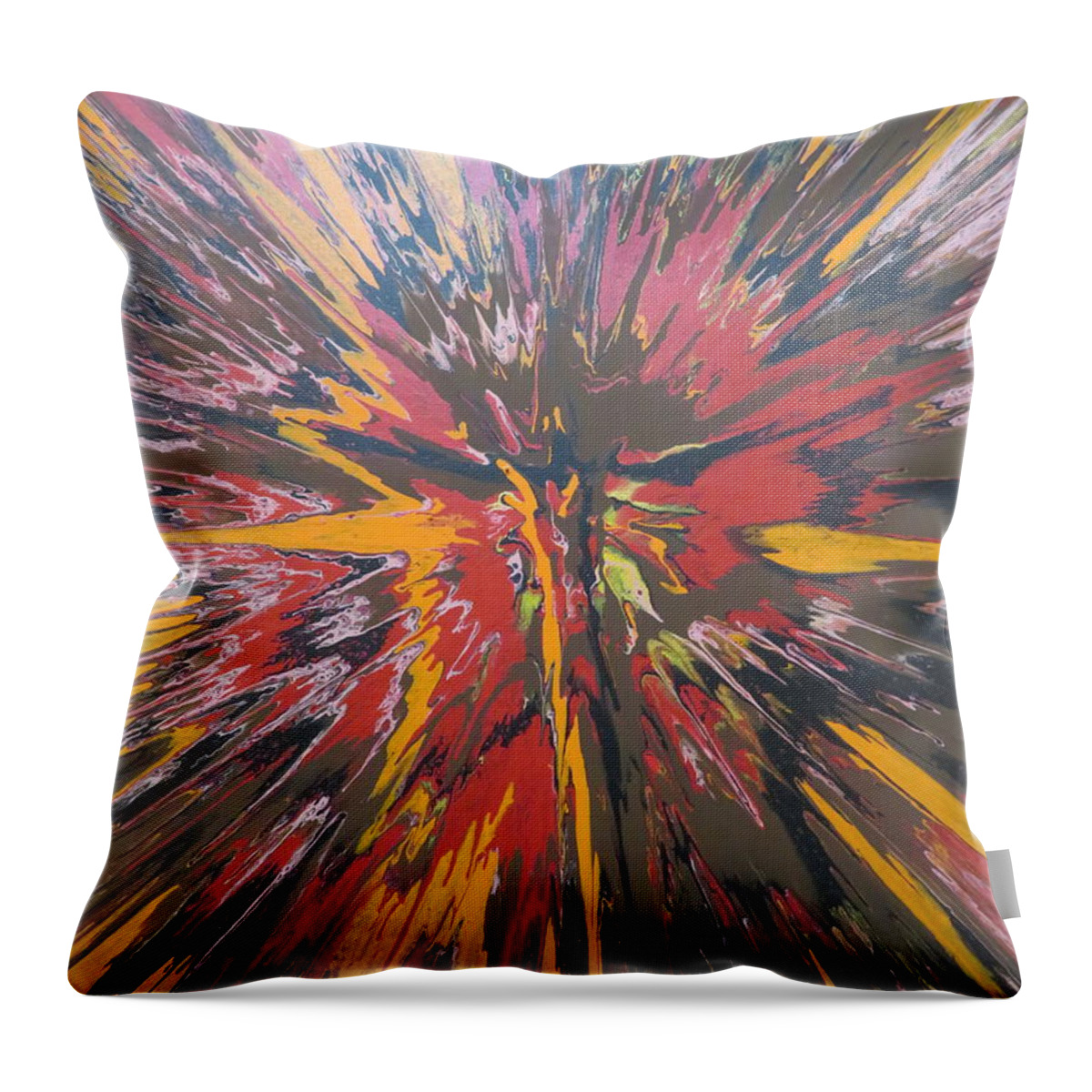 Acrylic Throw Pillow featuring the painting Brown Explosion by Sonya Walker