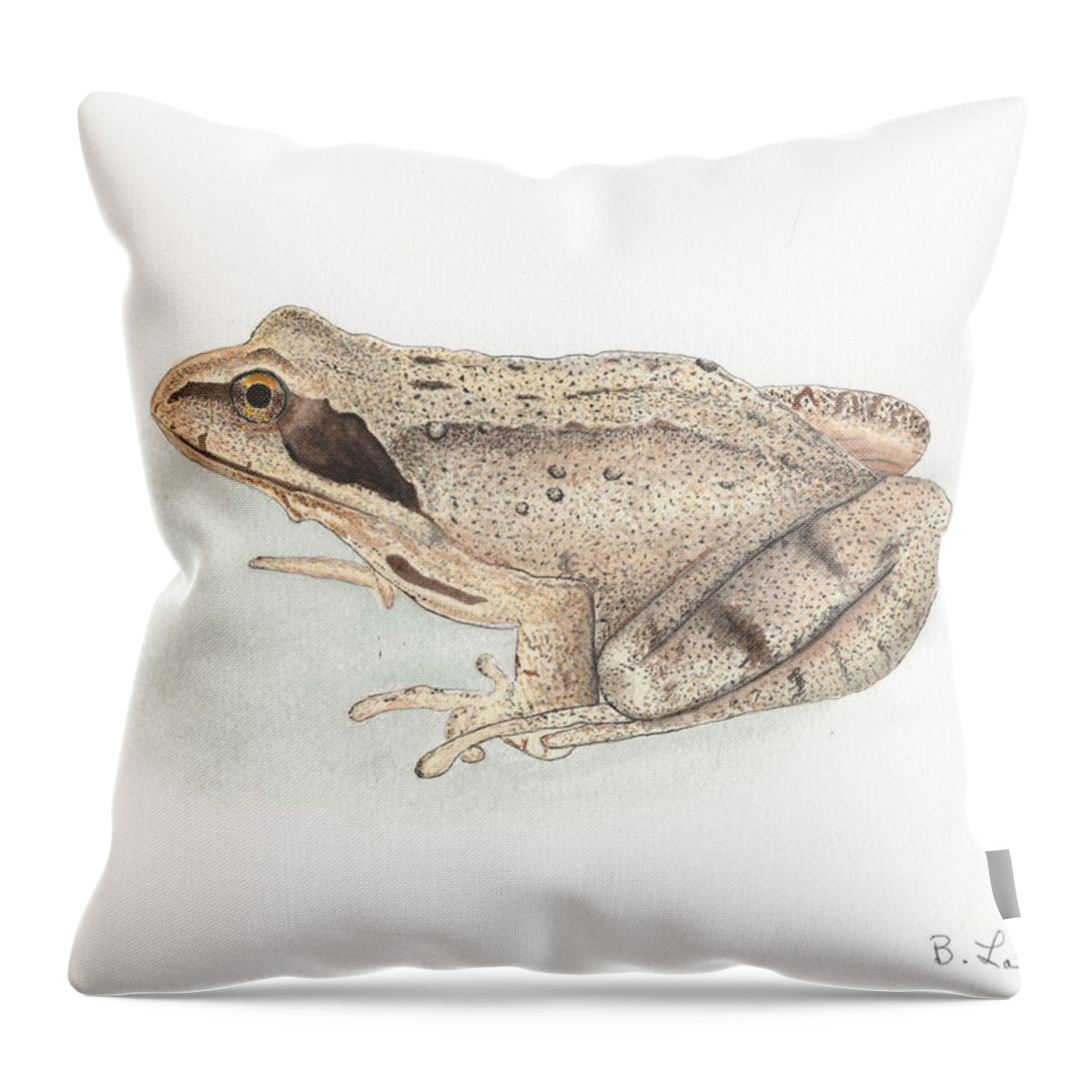Brown Frog Throw Pillow featuring the painting Brown Frog #2 by Bob Labno