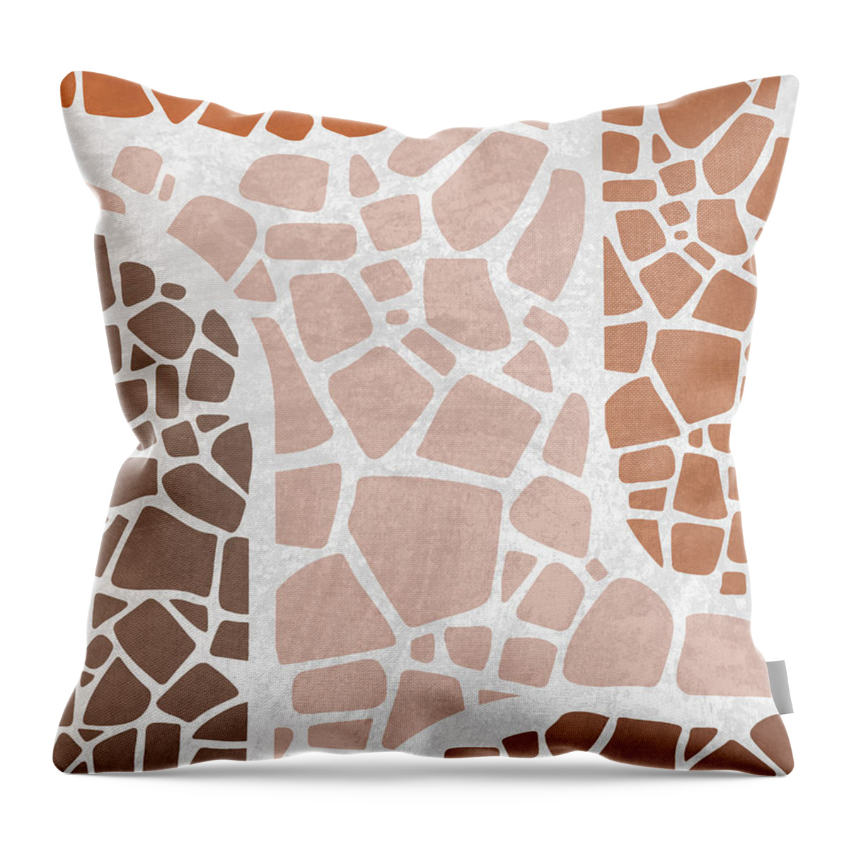 Mosaic Throw Pillow featuring the mixed media Brown Mosaic Art Print - Modern, Contemporary Abstract by Studio Grafiikka