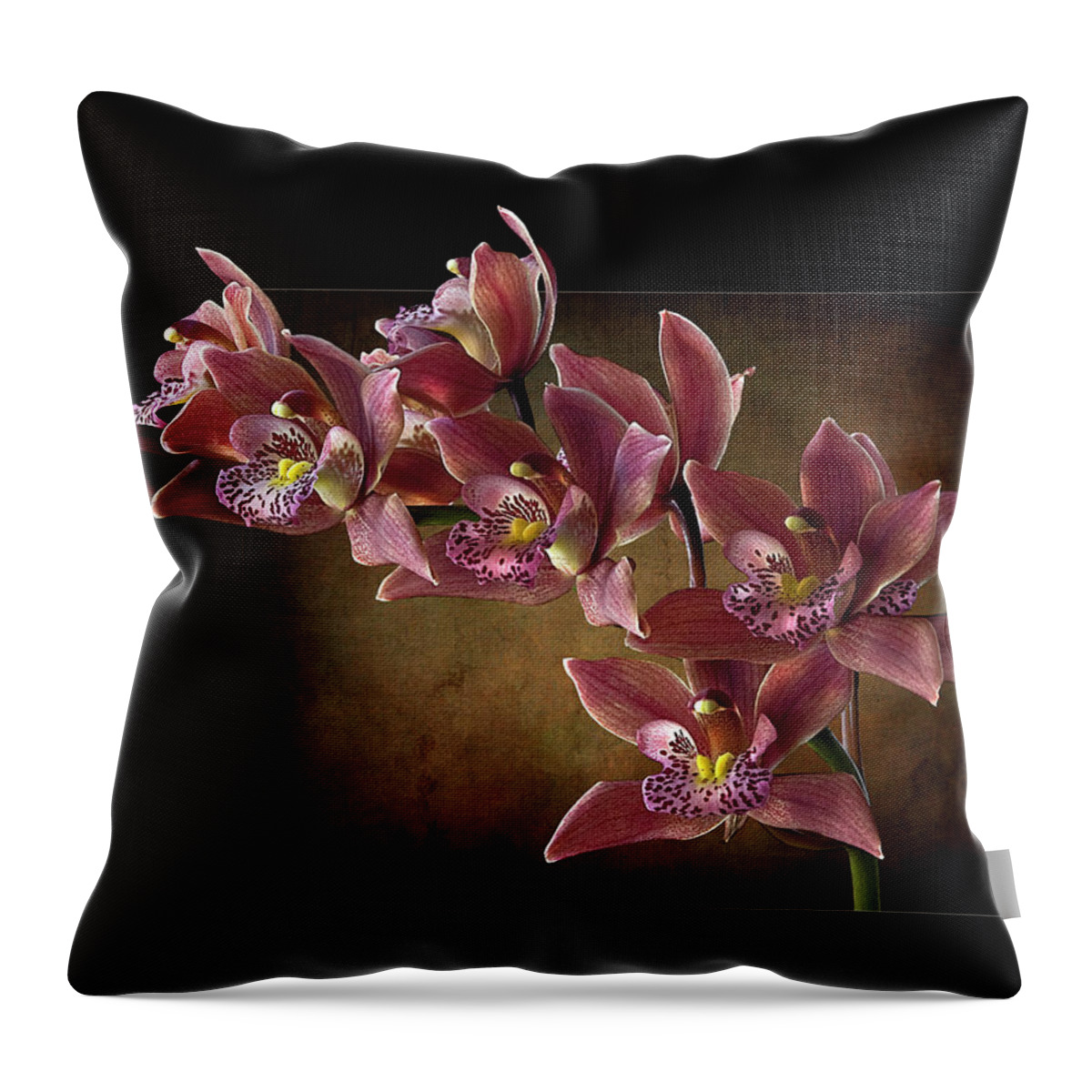 Orchids Throw Pillow featuring the photograph Brown Orchids by Endre Balogh