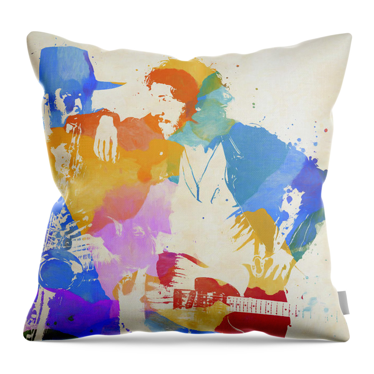 Bruce And The Big Man Throw Pillow featuring the painting Bruce And The Big Man by Dan Sproul