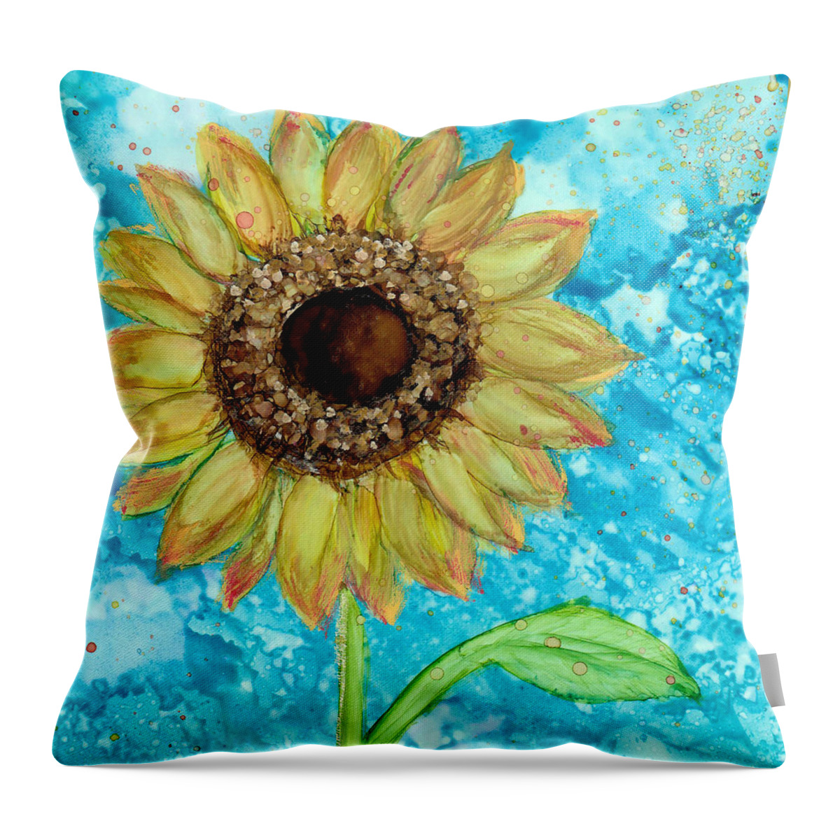 Sunflower Throw Pillow featuring the painting Brushed Sunflower No.1 by Kimberly Deene Langlois
