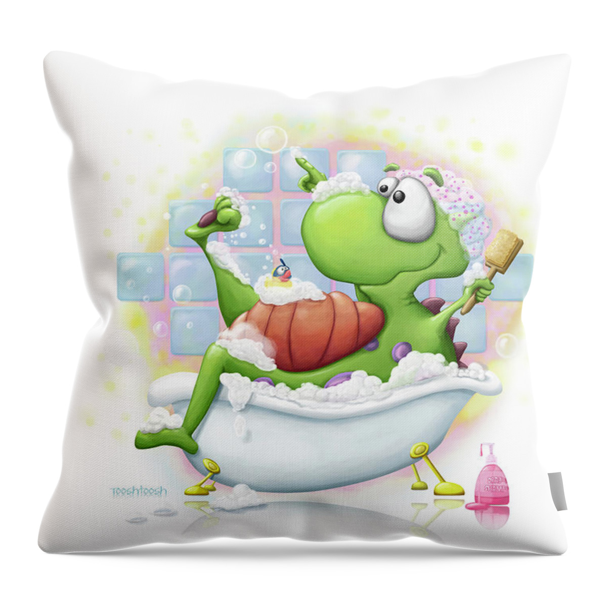 Funny Throw Pillow featuring the digital art Bubble Bath by Toosh Toosh