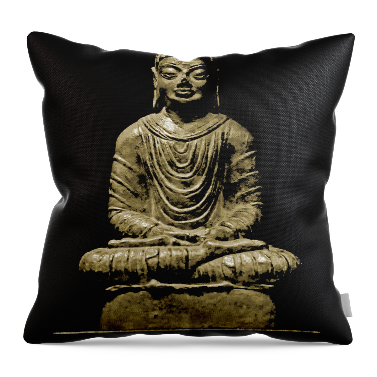 Buddha Throw Pillow featuring the photograph Buddha Yellow by Marisol VB