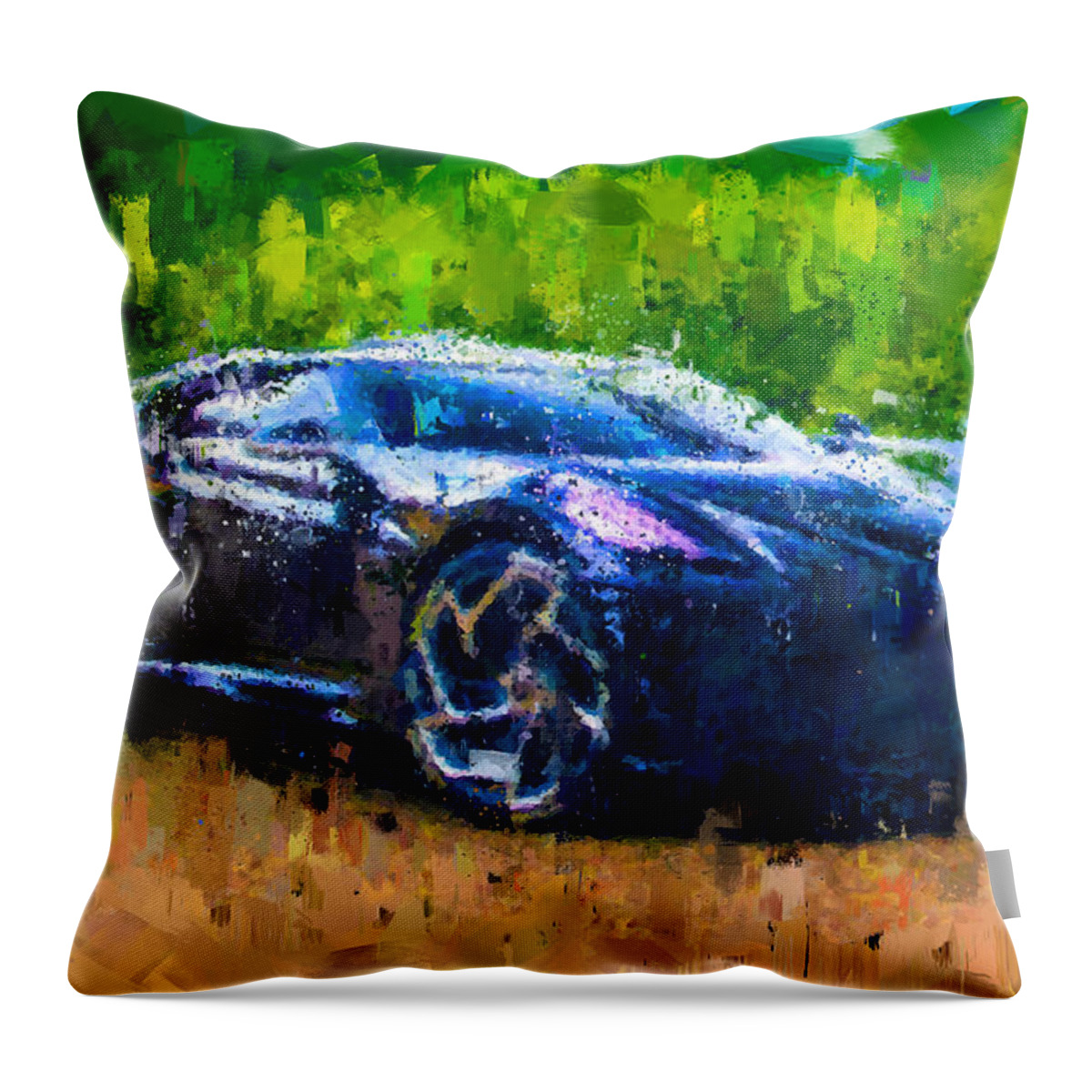 Bugatti Throw Pillow featuring the painting Bugatti La Voiture Noire by Vart. by Vart
