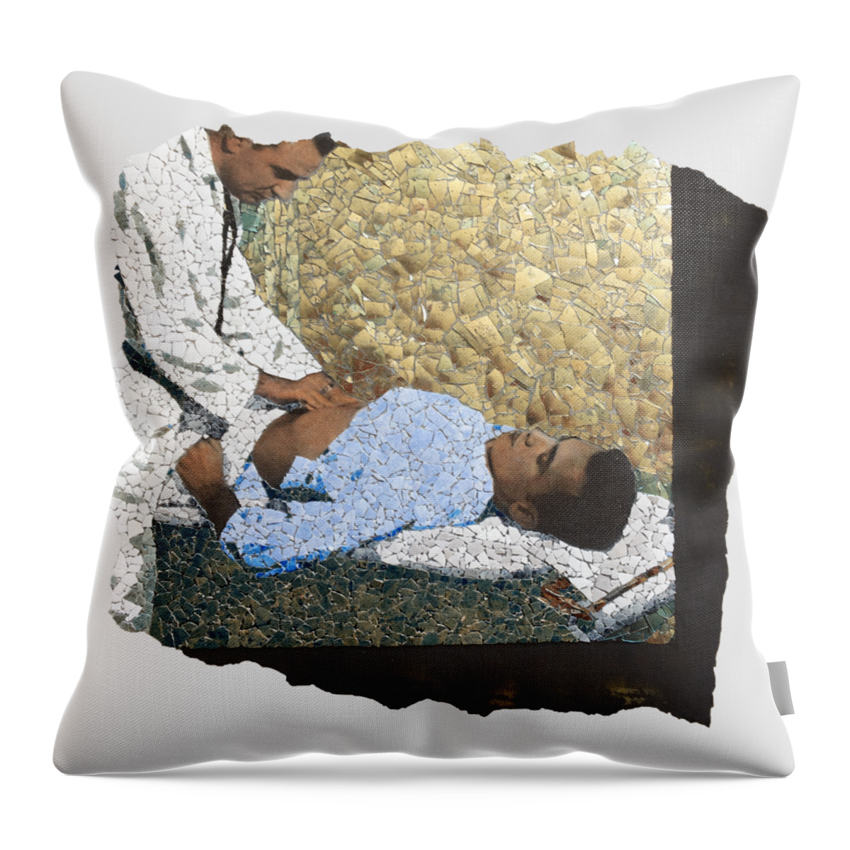 Mosaic Throw Pillow featuring the mixed media Building up to an ulcer. by Matthew Lazure