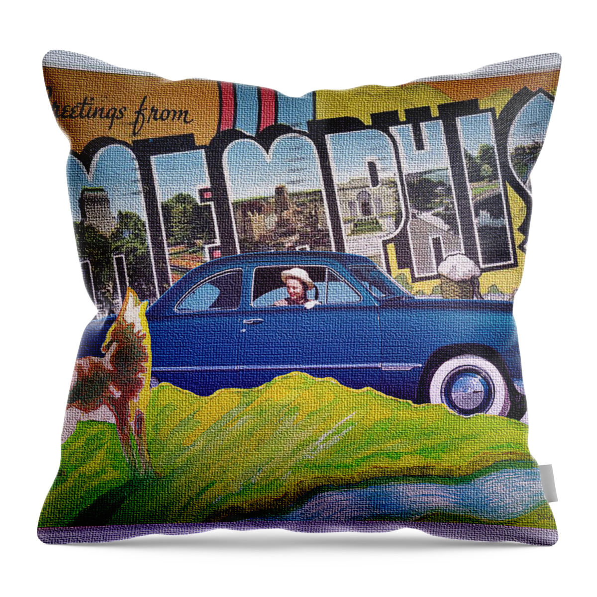 Dixie Road Trips Throw Pillow featuring the digital art Dixie Road Trips / Memphis by David Squibb