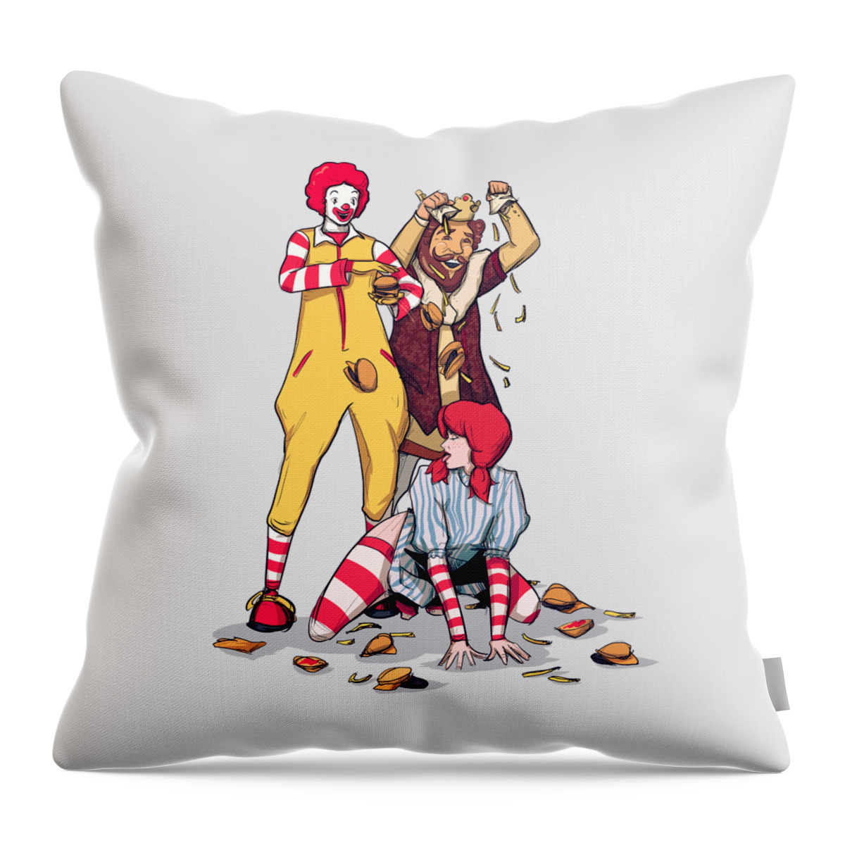 Mcdonalds Throw Pillow featuring the drawing Burgers and Fries by Ludwig Van Bacon