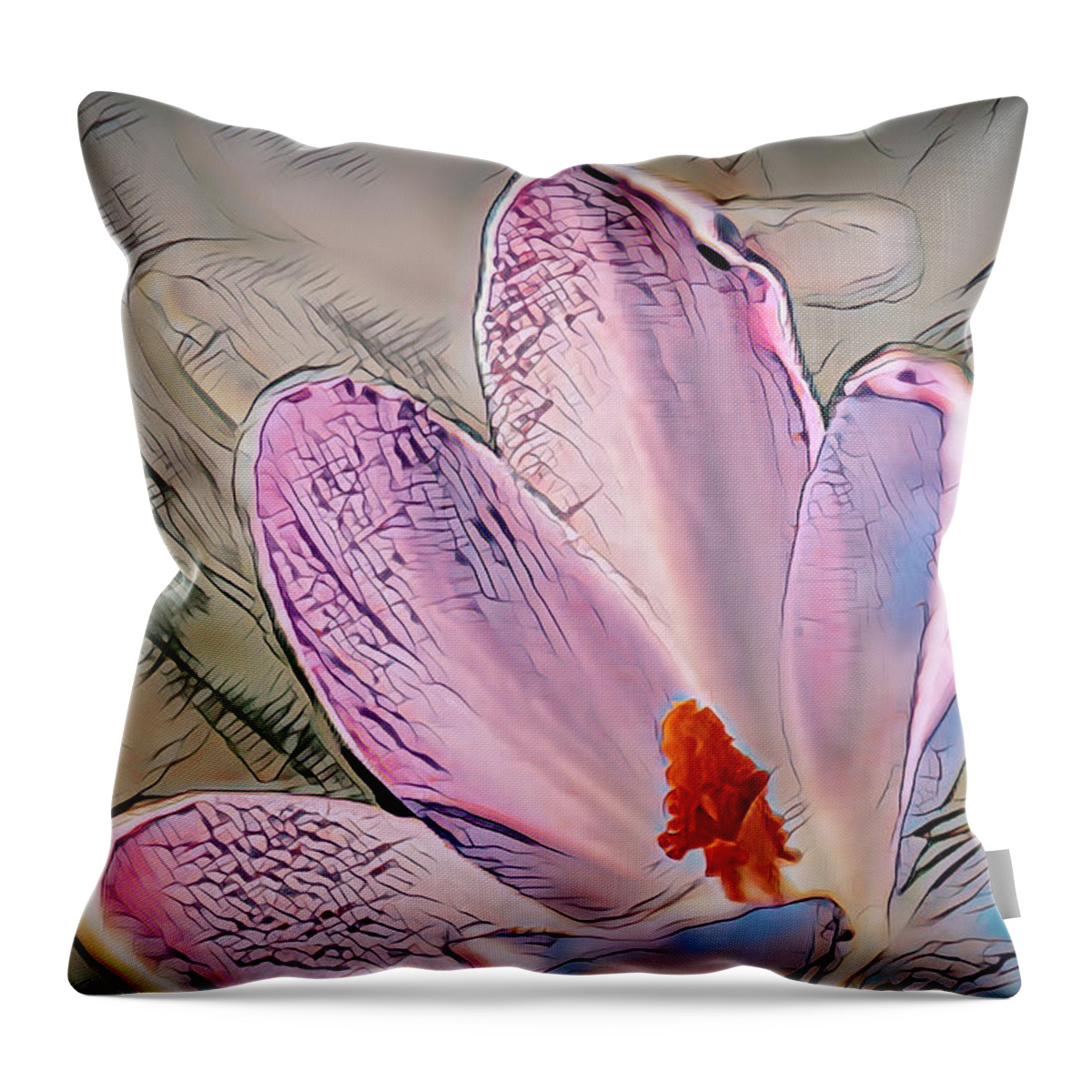 Abstract Throw Pillow featuring the photograph Burnt Crocus by Robert Potts
