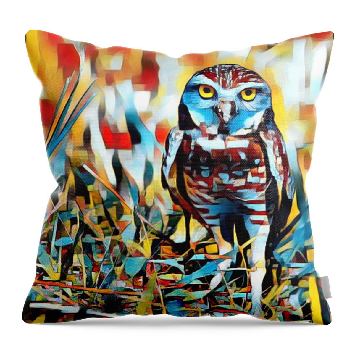 Owl Throw Pillow featuring the photograph Burrowing by Alison Belsan Horton