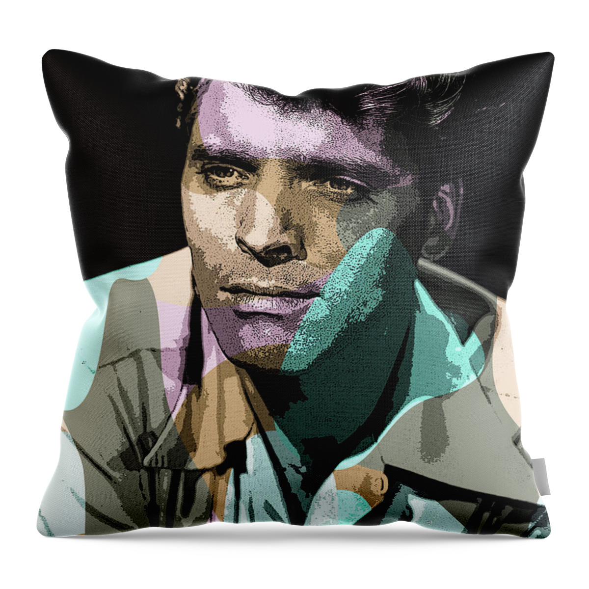 Burt Lancaster Throw Pillow featuring the mixed media Burt Lancaster modernized portrait by Movie World Posters