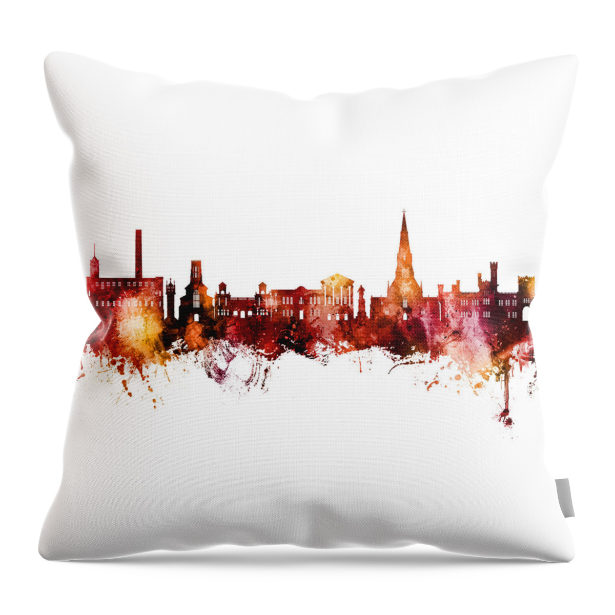 Bury Throw Pillow featuring the digital art Bury England Skyline #32 by Michael Tompsett