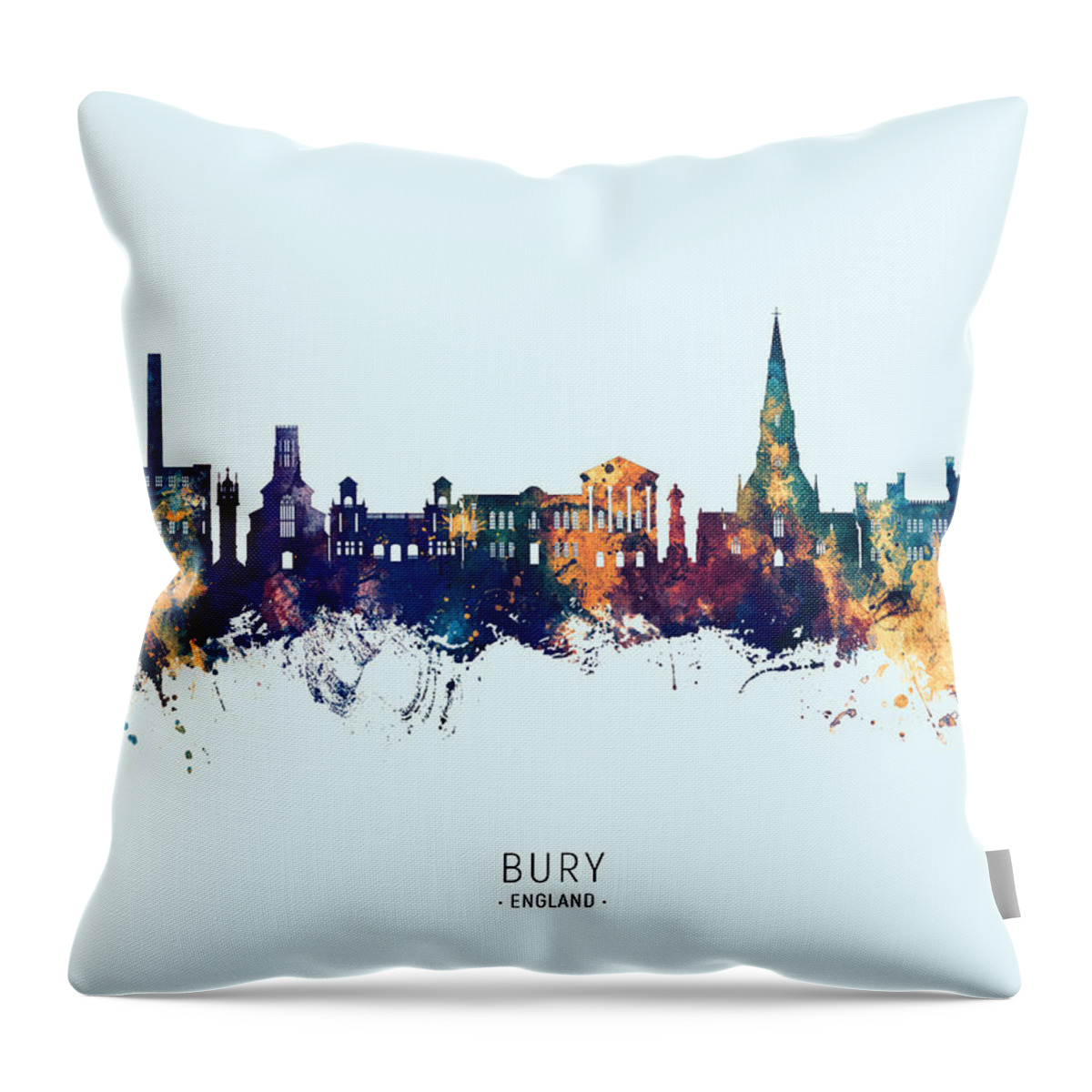 Bury Throw Pillow featuring the digital art Bury England Skyline #36 by Michael Tompsett