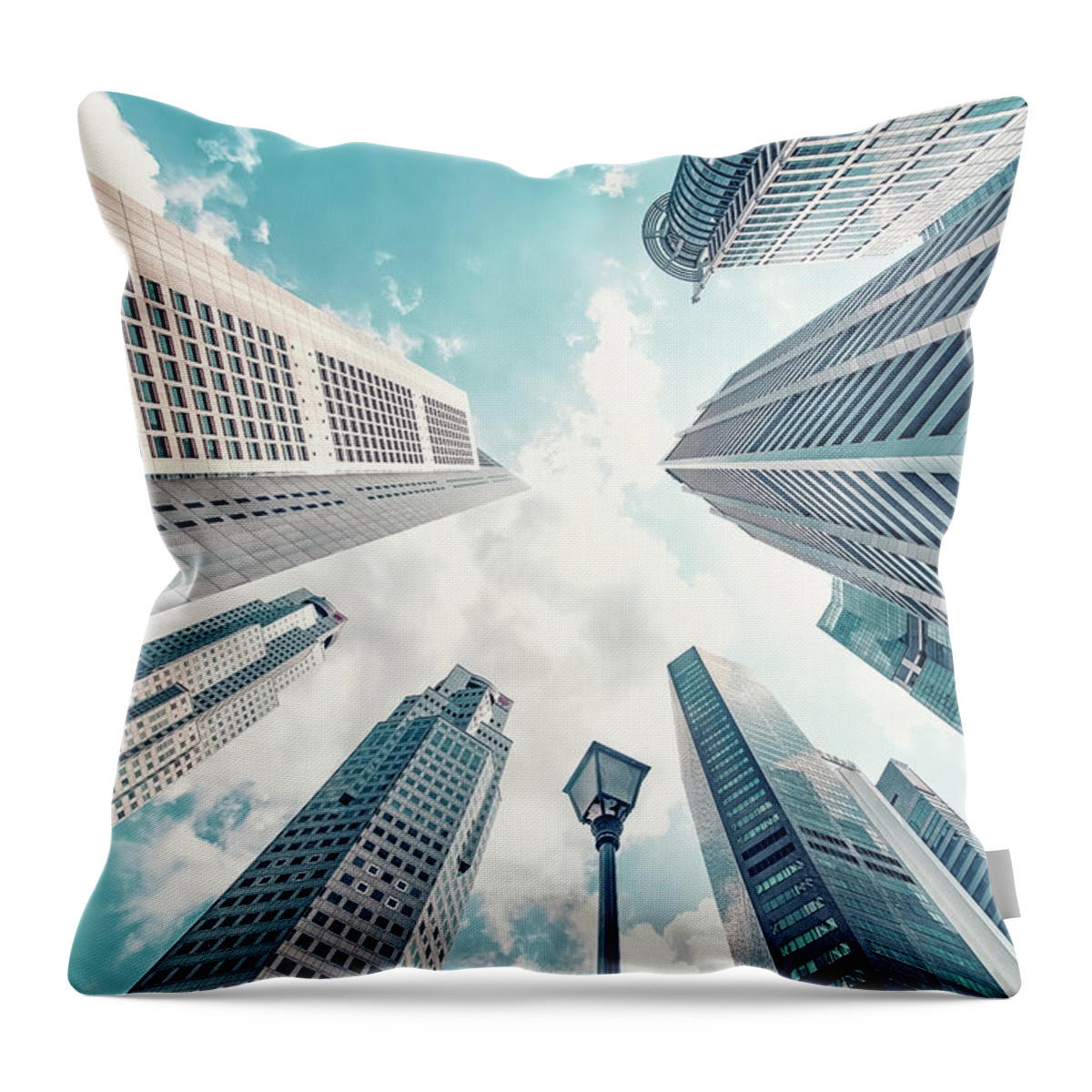 Architecture Throw Pillow featuring the photograph Business Area by Manjik Pictures