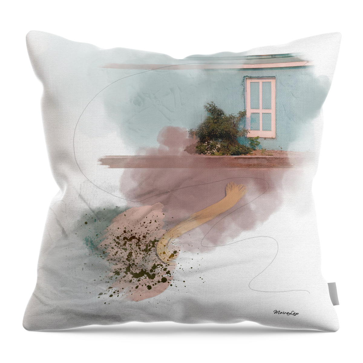 Door Throw Pillow featuring the mixed media But You Can't Get in... by Moira Law