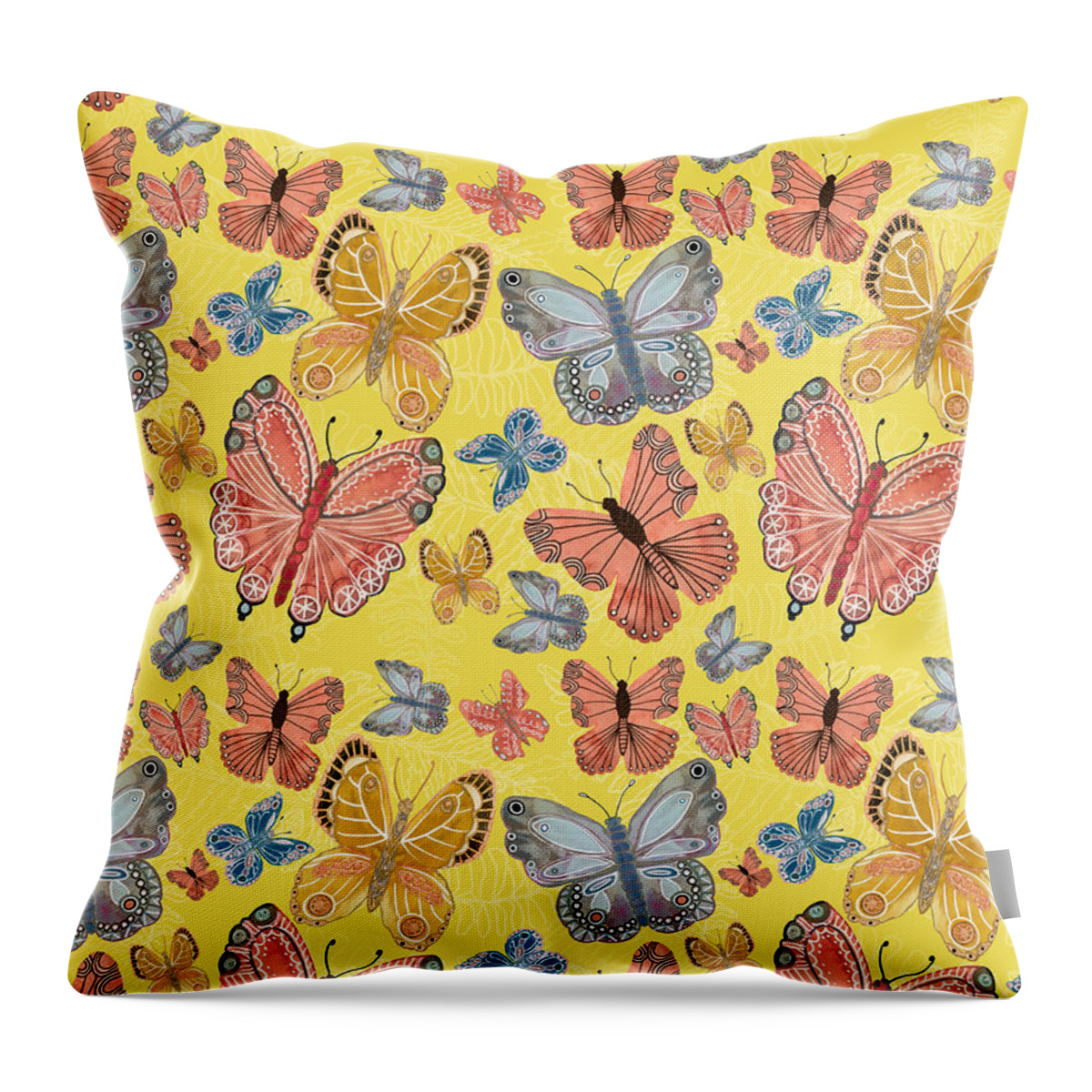Butterflies Throw Pillow featuring the mixed media Butterflies Are Free by Blenda Studio