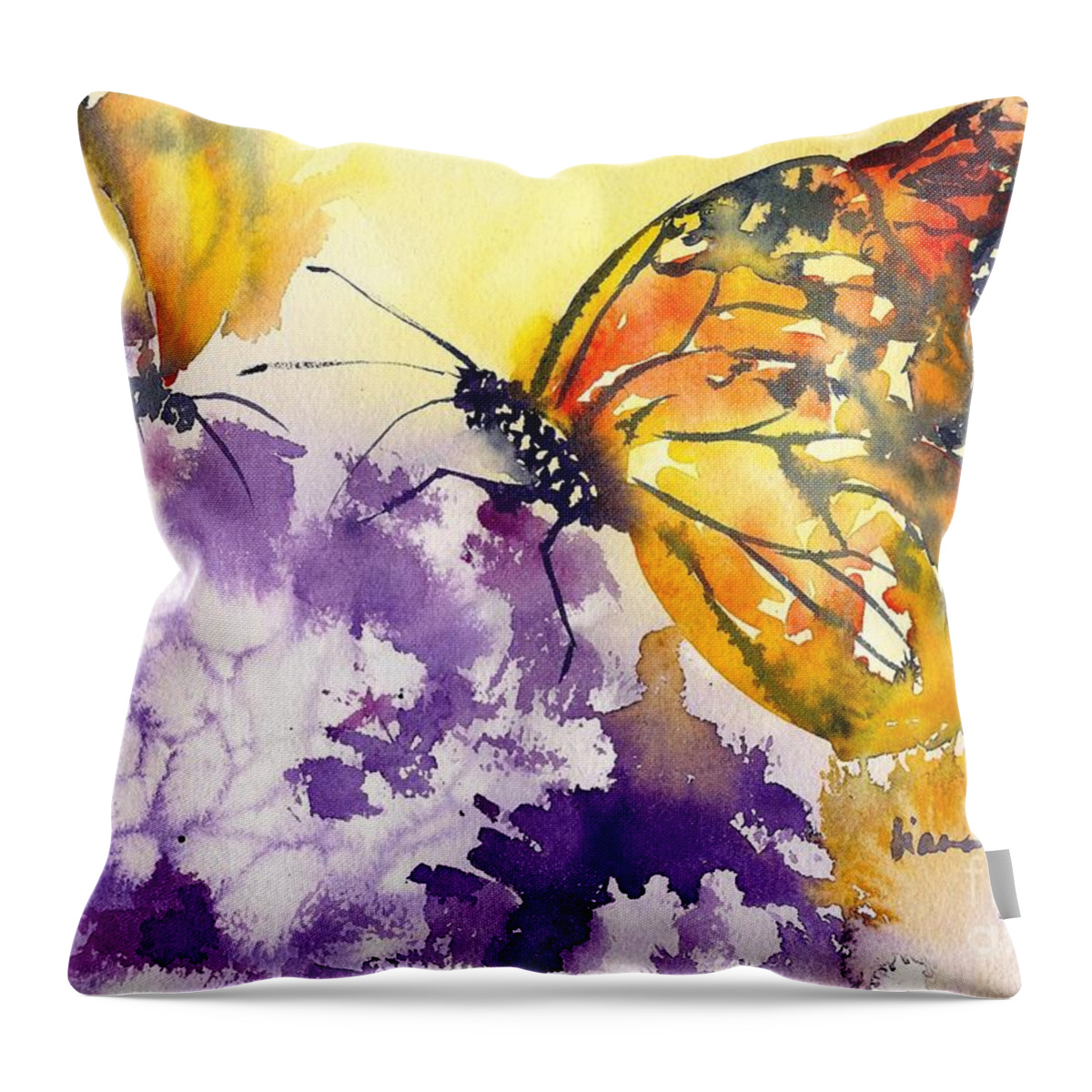 Butterfly Throw Pillow featuring the painting Butterflies II by Liana Yarckin