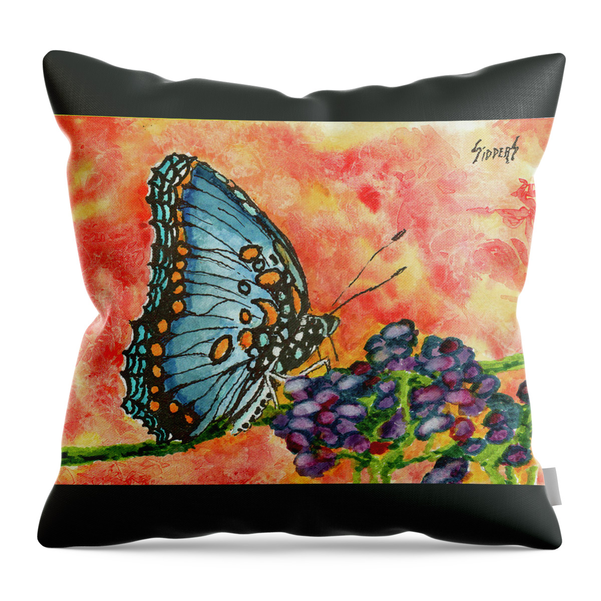 Butterfly Throw Pillow featuring the painting Butterfly #200518 by Sam Sidders