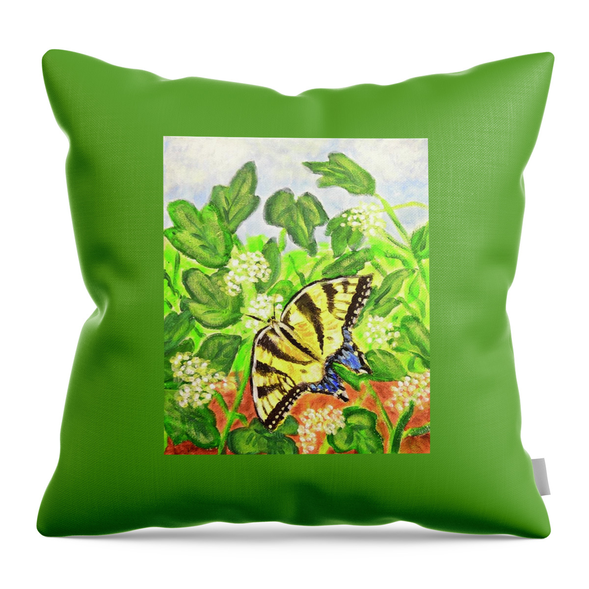 Butterfly Throw Pillow featuring the painting Butterfly by Nancy Sisco