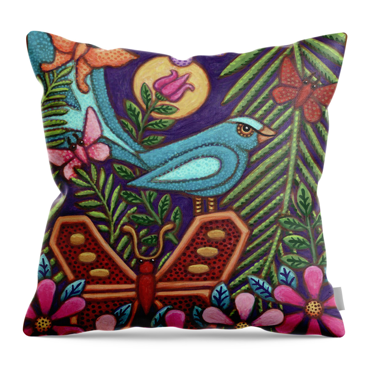 Bird Throw Pillow featuring the painting Butterfly Night by Amy E Fraser