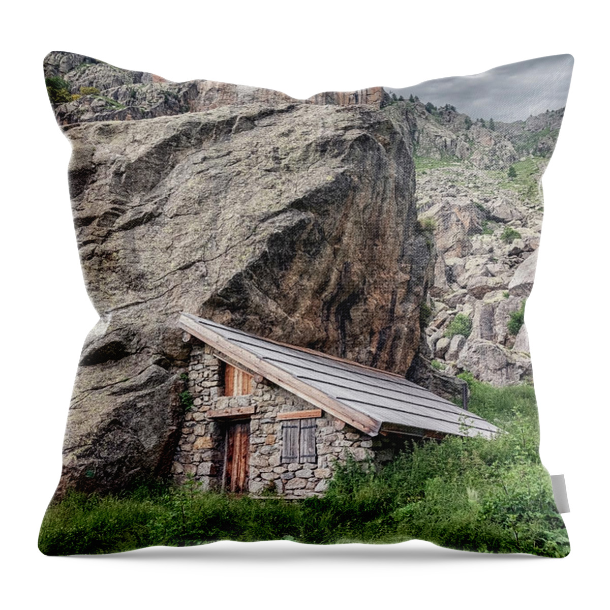 Alpes-maritimes Throw Pillow featuring the photograph Cabin in the Alps by Manjik Pictures