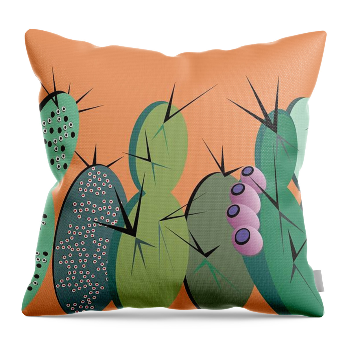Cactus Throw Pillow featuring the digital art Cactus Party by Ted Clifton