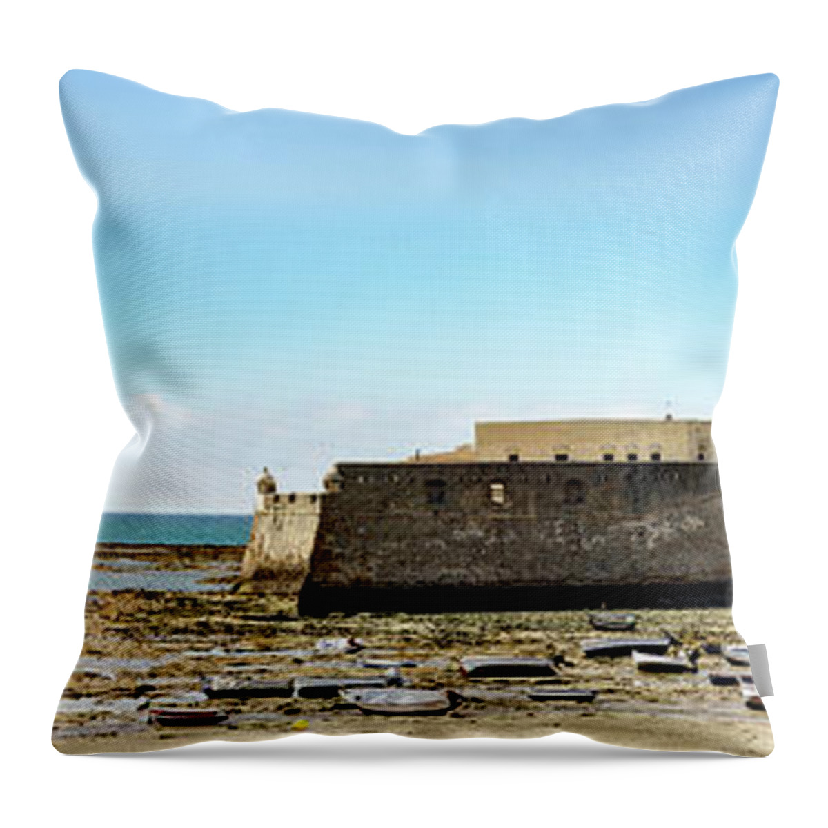 Cadiz Castle Throw Pillow featuring the photograph Cadiz Castle of Saint Catherine by Weston Westmoreland