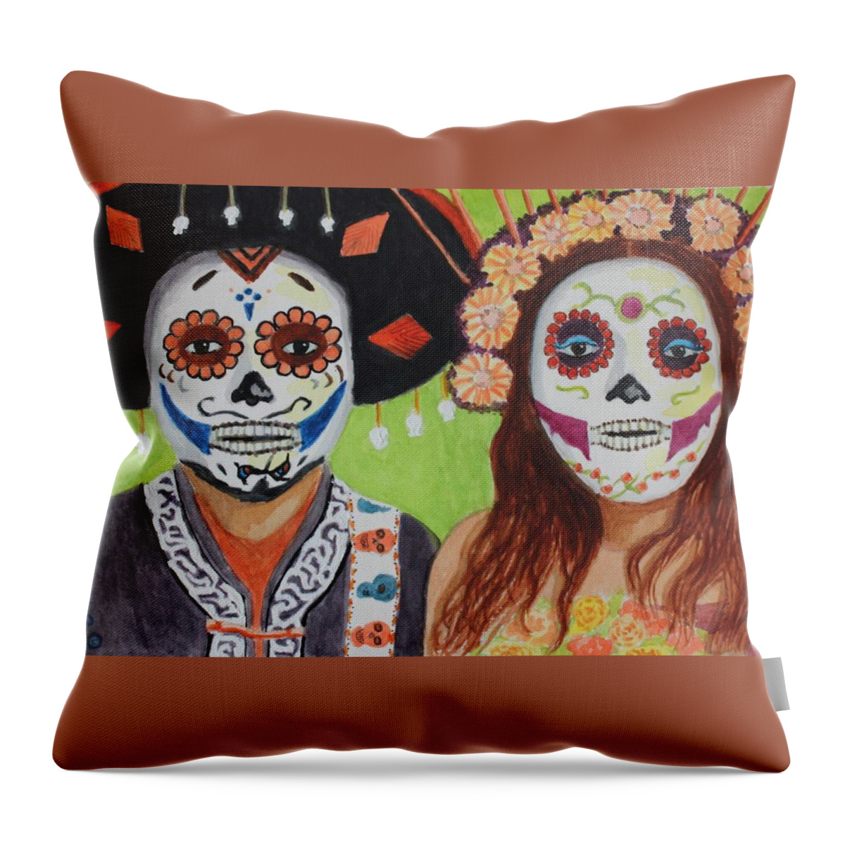 Day Of The Dead Throw Pillow featuring the painting Calaveras by Vera Smith