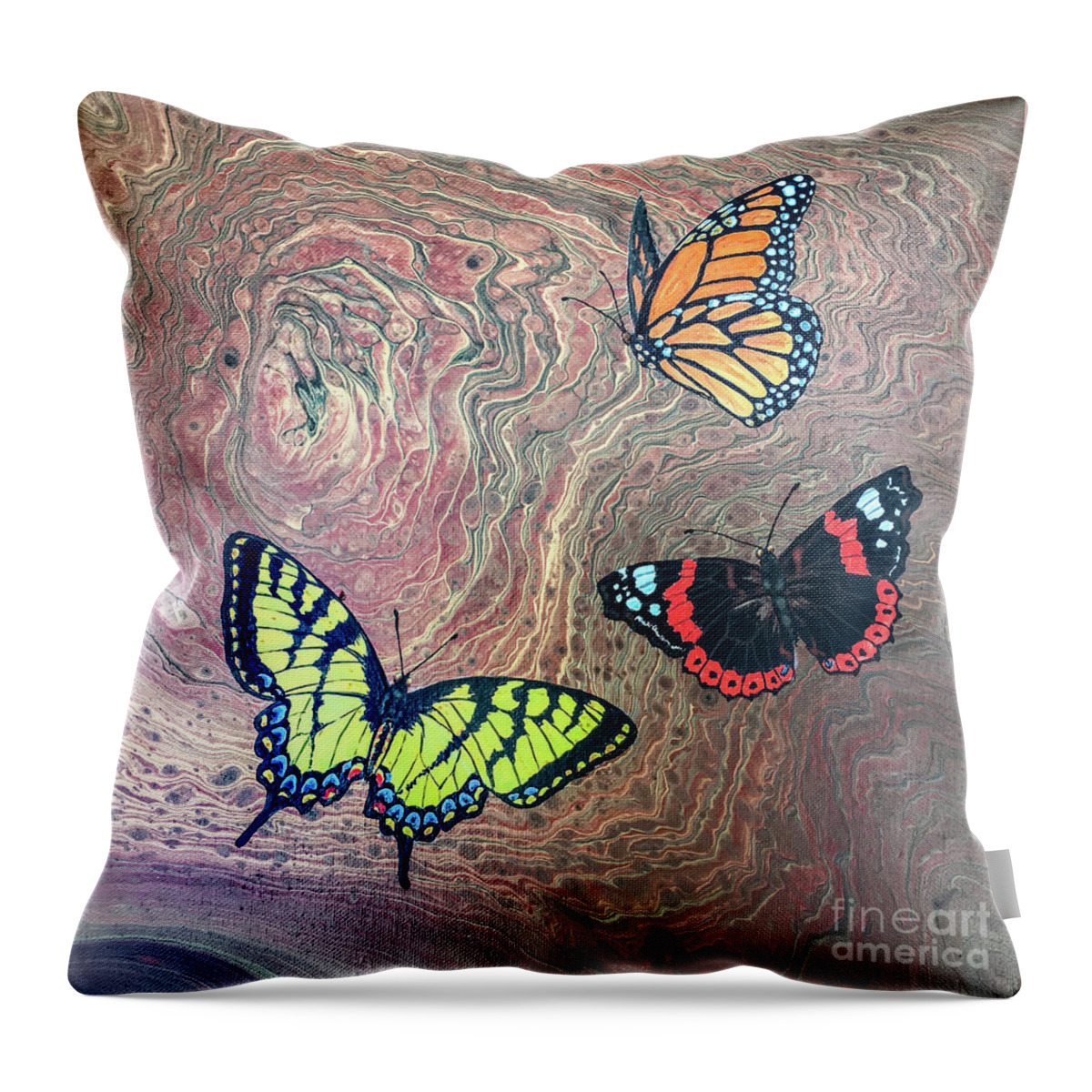 Butterflies Throw Pillow featuring the painting California Butterflies by Lucy Arnold