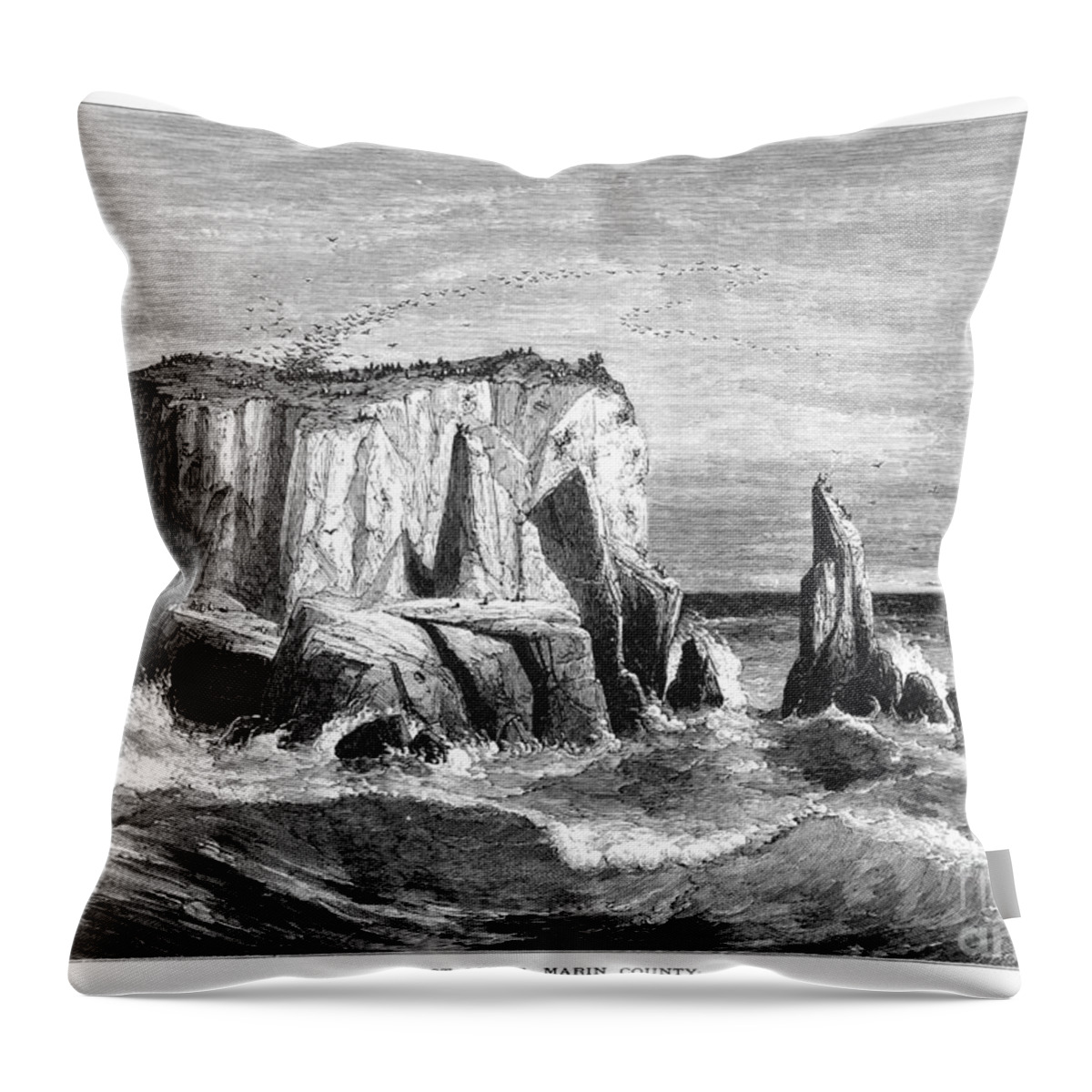 1872 Throw Pillow featuring the drawing California Coast by Robert Swain Gifford