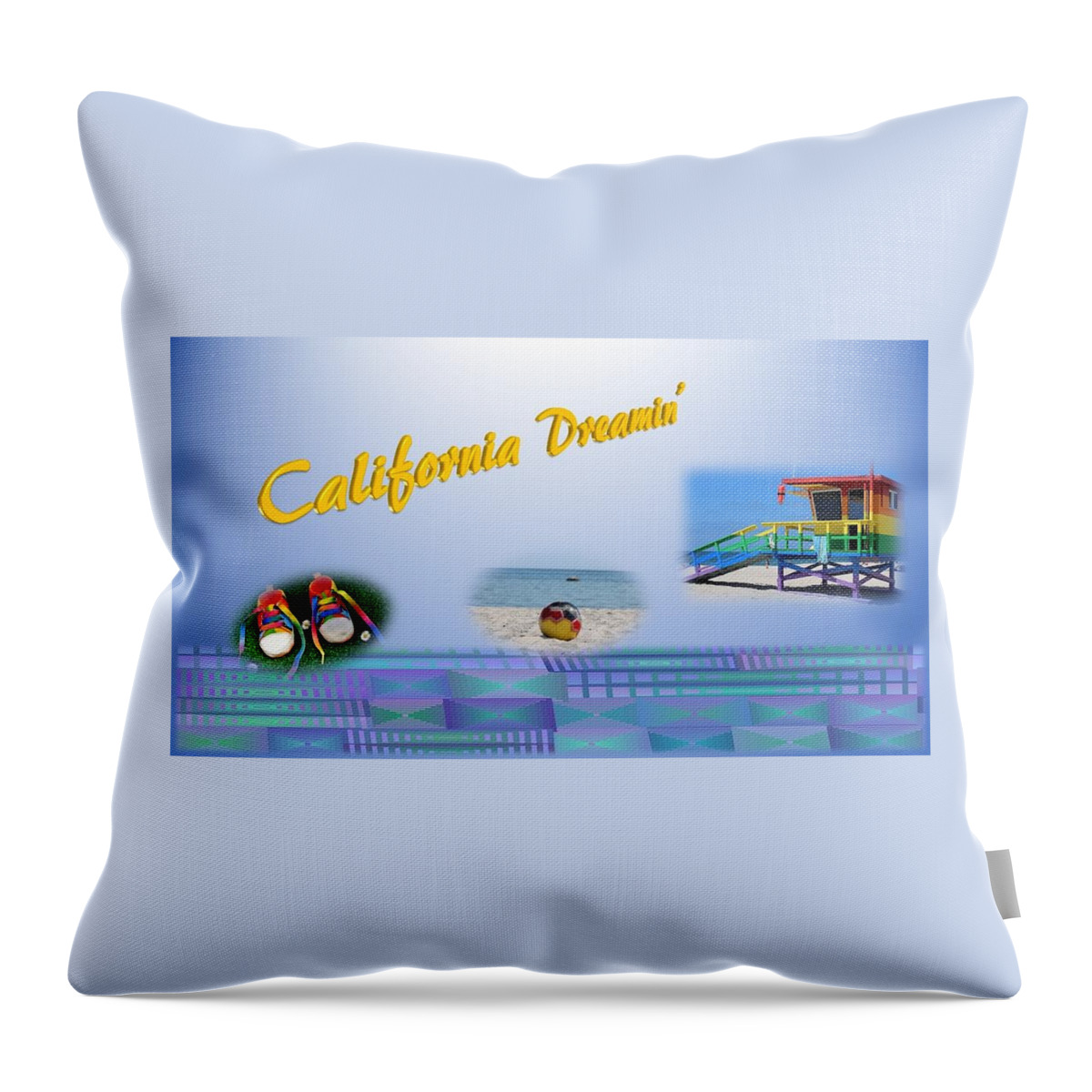California Throw Pillow featuring the mixed media California Dreaming by Nancy Ayanna Wyatt