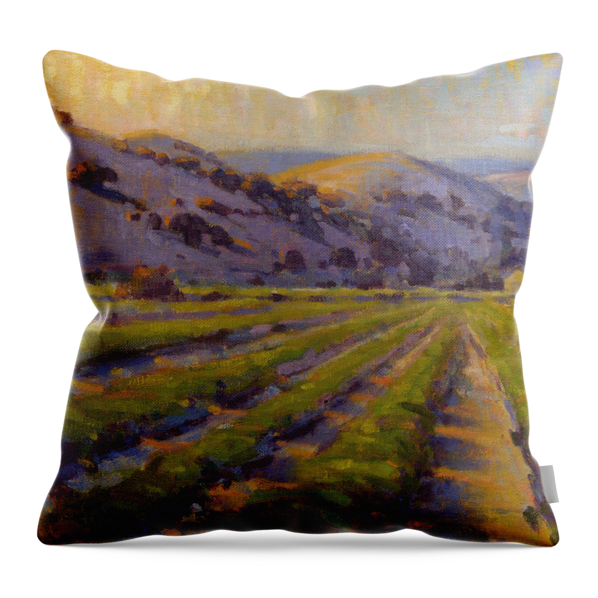 California Throw Pillow featuring the painting California Gold by Konnie Kim