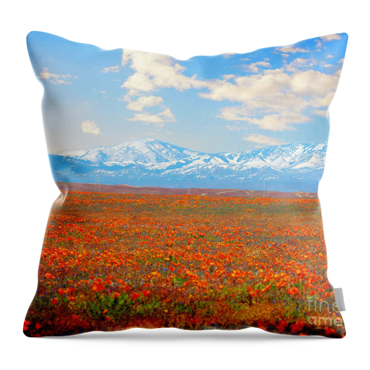 Poppies Throw Pillow featuring the photograph California poppies by Stella Levi
