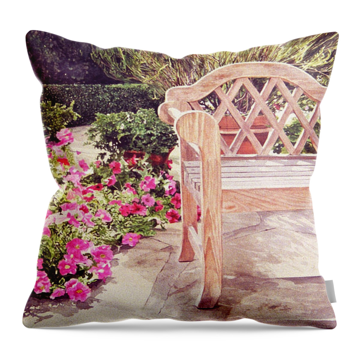 Garden Chair Throw Pillow featuring the painting California Sunchair by David Lloyd Glover