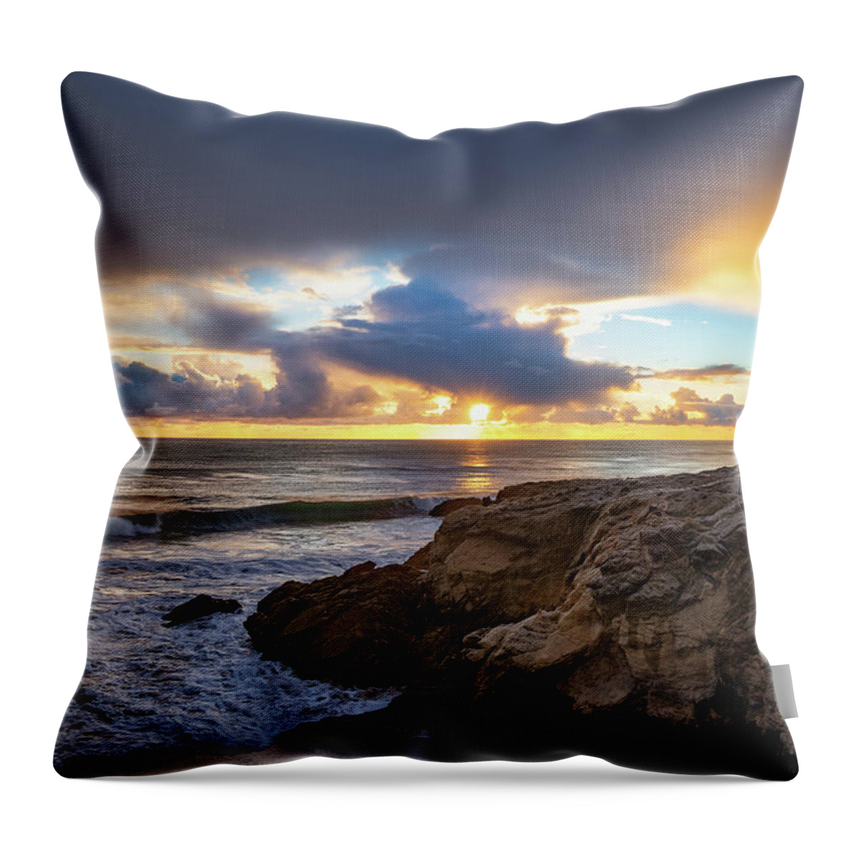 Malibu Throw Pillow featuring the photograph California Sunset after the Storm by Matthew DeGrushe