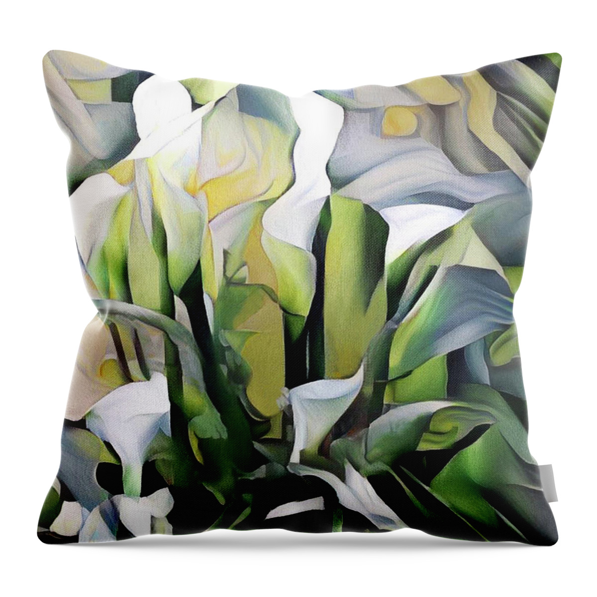 Calla Lilies Throw Pillow featuring the digital art Calla Lilies Abstract by Peggy Collins