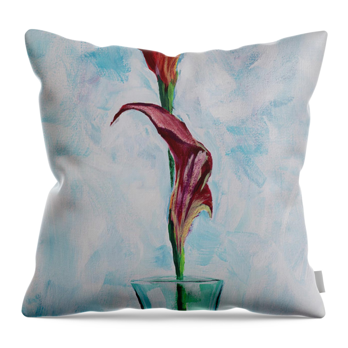 Calla Throw Pillow featuring the painting Calla Lilies by Mark Ross