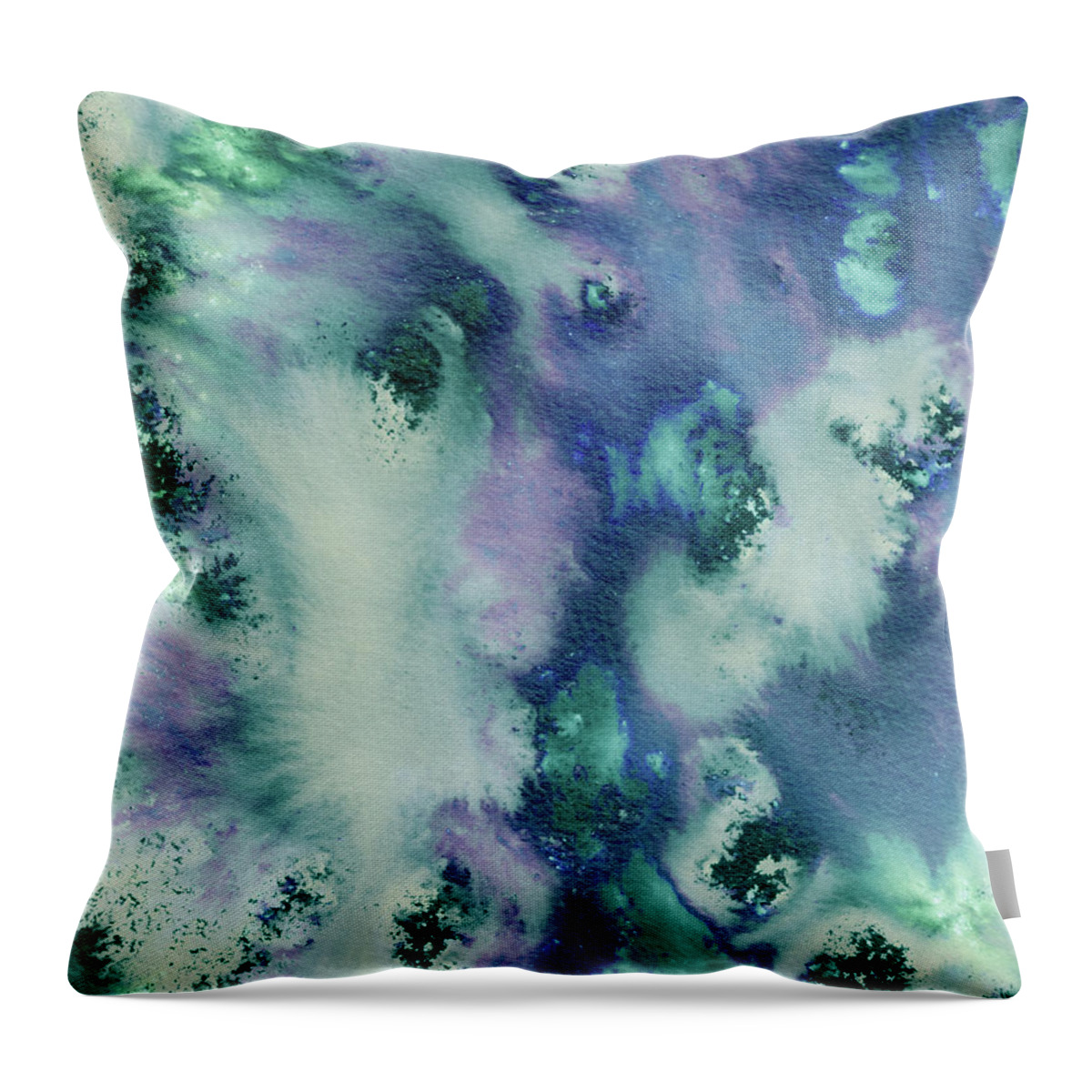 Abstract Watercolor Throw Pillow featuring the painting Calm Cool Soft Abstract Splash Of Blue Watercolor by Irina Sztukowski