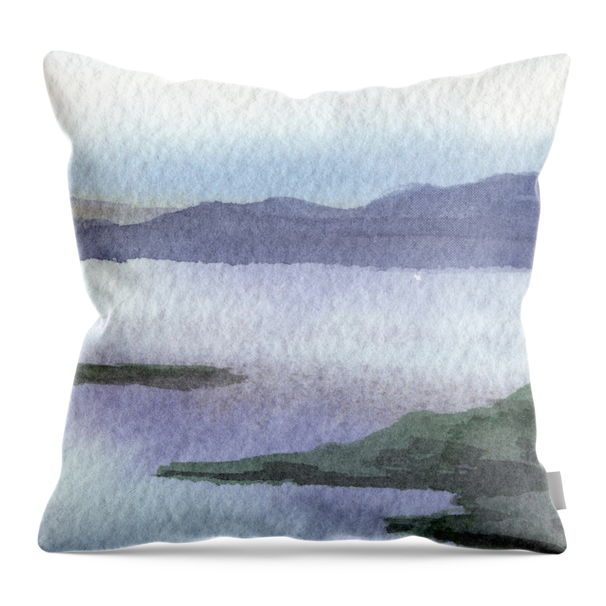 Calm Throw Pillow featuring the painting Calm Dreamy Landscape Peaceful Lake Shore Quiet Meditative Nature II by Irina Sztukowski