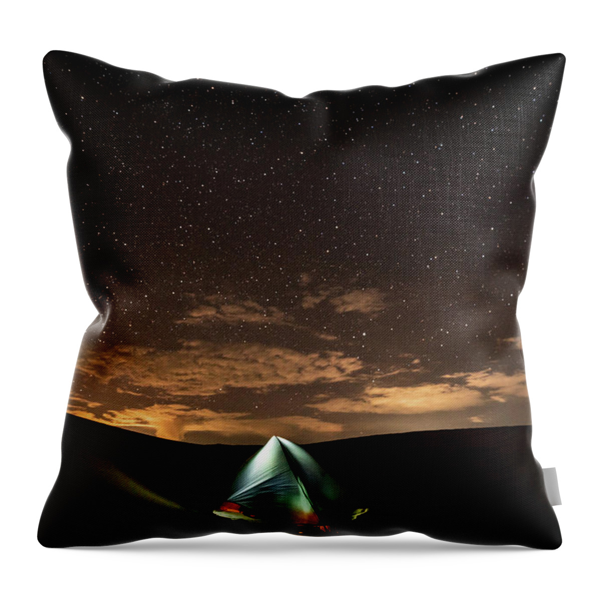 Camping Throw Pillow featuring the photograph Camping on the sand dune by Philip Cho