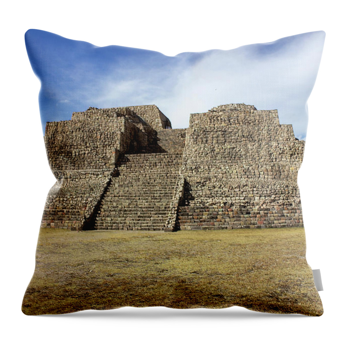 Mexico Pyramid Throw Pillow featuring the photograph Canada de la Virgen Pyramid by Cathy Anderson